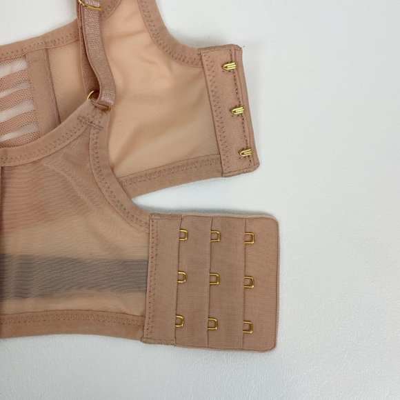 NWOT Victorias Secret 32C Luxe Unlined Mesh Full Coverage Plunge Bra Beige - Picture 4 of 8